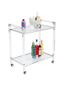 Glas-Servierwagen Josy in Silber, Gestell: Stahl, poliert, Acrylglas, Ablagefläche: Sicherheitsglas, Silberfarben, Transparent, B 85 x H 80 cm