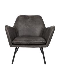 Kunstleder-Loungesessel Bon im Industrial Design, Bezug: Kunstleder (64% Polyureth, Kunstleder Dunkelgrau, B 80 x T 76 cm