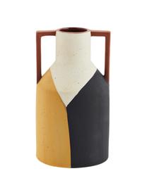 Vase Neni aus Terrakotta mit geometrischer Verzierung, Terrakotta, Weiss, Schwarz, Gelb, Ø 14 x H 25 cm