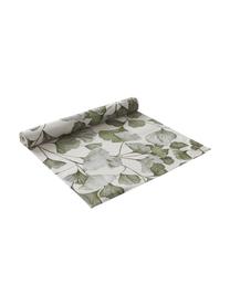 Katoenen tafelloper Gigi met ginkgo bladmotief, 100% katoen, Beige, groen, B 40 cm x L 140 cm