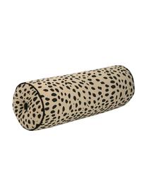 Cojín rulo Leopard, con relleno, Algodón, Rulo: beige, negro Ribete: negro, Ø 18 x L 50 cm