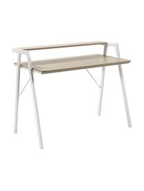 Bureau en bois de chêne Alanna, Bois de chêne, blanc, larg. 115 x prof. 60 cm