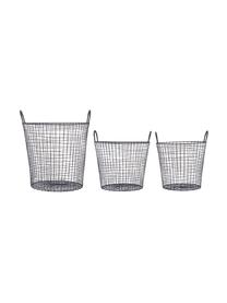 Panier de rangement Wire, 3 élém., Métal, enduit, Noir, Lot de différentes tailles