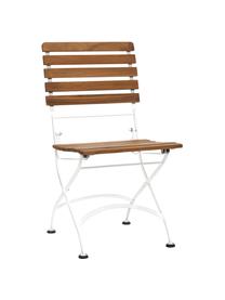 Sillas plegables de exterior Parklife, 2 uds., Asiento: madera de acacia aceitada, Estructura: metal galvanizado con pin, Blanco, madera de acacia, An 47x F 59 cm