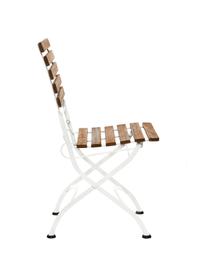 Sillas plegables de exterior Parklife, 2 uds., Asiento: madera de acacia aceitada, Estructura: metal galvanizado con pin, Blanco, madera de acacia, An 47x F 59 cm