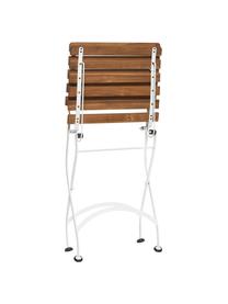 Sillas plegables de exterior Parklife, 2 uds., Asiento: madera de acacia aceitada, Estructura: metal galvanizado con pin, Blanco, madera de acacia, An 47x F 59 cm