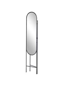 Oválné stojící zrcadlo s policí a kovovým rámem Vaniria, Černá, Š 82 cm, V 183 cm