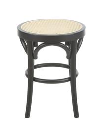 Hocker Franz mit Wiener Geflecht, Sitzfläche: Rattan, Gestell: Buchenholz, massiv, Schwarz, Ø 36 x H 45 cm