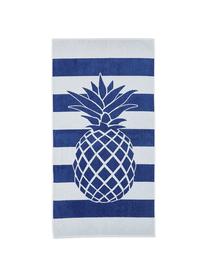 Serviette de plage à imprimé ananas Asan, Bleu, blanc