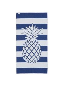 Gestreiftes Strandtuch Asan mit Ananas-Motiv, 100% Baumwolle
leichte Qualität 380 g/m², Blau, Weiß, 80 x 160 cm