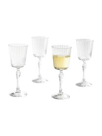 Copas de vino con relieve America's Cocktail, 4 uds., Vidrio, Transparente, Ø 8 x Al 20 cm, 240 ml