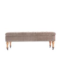 Banquette en velours brun clair avec rangement Arlette, Brun clair pin, couleur argentée, larg. 110 x haut. 40 cm