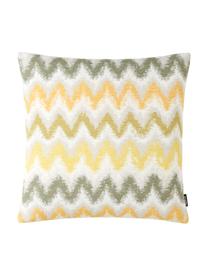 Kussenhoes Pari met zigzag patroon, Polyester, Lichtbeige, geeltinten, 45 x 45 cm