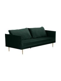 Sofá cama de terciopelo Lauren (3 plazas), Tapizado: terciopelo (poliéster) Al, Estructura: madera de pino, Patas: metal pintado, Terciopelo verde oscuro, An 206 x Al 87 cm