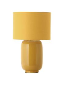 Keramik-Tischlampe Cadiz in Senfgelb, Lampenschirm: Stoff, Lampenfuß: Keramik, Gelb, Ø 28 x H 43 cm