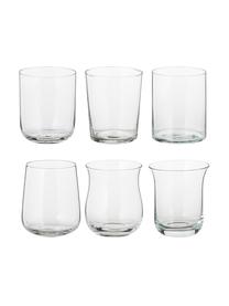 Ručne fúkaný pohár na vodu v rôznych tvaroch Diseguale, 6 ks, Fúkané sklo, Priehľadná, Ø 8 x V 10 cm, 200 ml