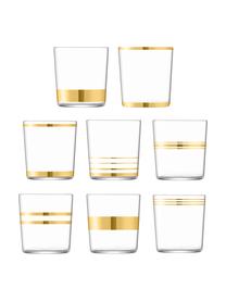 Vasos Deco 8 uds., Vidrio, Transparente, dorado, Ø 8 x Al 9 cm