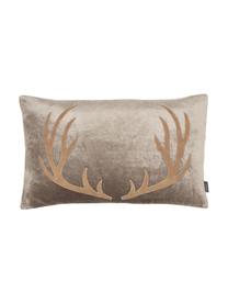 Poduszka z aksamitu z wypełnieniem Antler, Tapicerka: 50% wiskoza, 50% bawełna, Taupe, brązowy, S 30 x D 50 cm