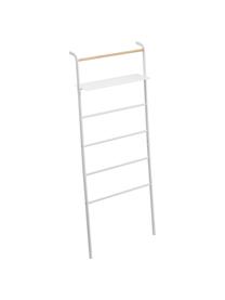 Metalen ladderrek Lena in wit, Frame: gepoedercoat metaal, Stang: hout, Wit, B 66 cm x H 160 cm