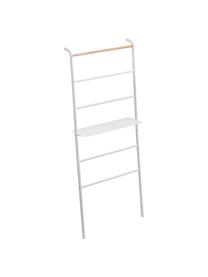 Metalen ladderrek Lena in wit, Frame: gepoedercoat metaal, Stang: hout, Wit, B 66 cm x H 160 cm