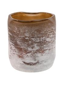 Ručně vyrobený svícen na čajovou svíčku s matným povrchem Halde, Sklo, Hnědá, bílá, Ø 11 cm, V 12 cm