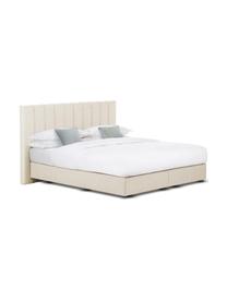 Premium boxspring bed Lacey in beige, Matras: 7-zones-pocketverenkern m, Poten: massief gelakt beukenhout, Geweven stof beige, 160 x 200 cm