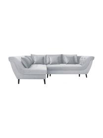 Sofa narożna z funkcją spania z aksamitu Real, Tapicerka: 100% aksamit poliestrowy, Nogi: metal lakierowany, Jasny szary, S 296 x G 172 cm