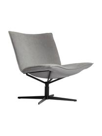 Sillón giratorio de terciopelo Mac-B, tecnología Aquaclean, Tapizado: 100% terciopelo de poliés, Asiento: núcleo de resorte Bonell, Gris claro, negro, An 72 x F 74 cm