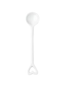 Cucharitas de porcelana Heart, Porcelana esmaltada, Blanco, L 14 cm