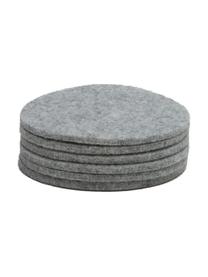 Sous-verres en feutre de laine Leandra, 6 pièces, 90 % laine, 10 % polyéthylène, Gris clair, Ø 10 cm