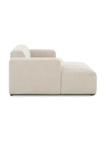 Sofa narożna ze sztruksu Melva (3-osobowa), Tapicerka: sztruks (92% poliester, 8, Stelaż: lite drewno sosnowe, cert, Nogi: tworzywo sztuczne, Jasnobeżowy sztruks, S 239 x G 143 cm, lewostronna