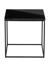 Table d'appoint en granit Alys, Plateau : granit noir Support : noir, mat