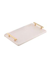 Plat de service marbre blanc Emerson, 40 x 24 cm, Marbre blanc, couleur dorée, long. 40 x larg. 24 cm