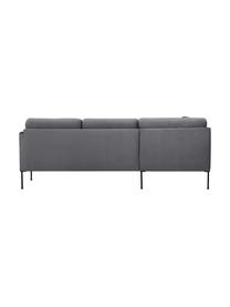 Sofa narożna z aksamitu Fluente, Tapicerka: aksamit (wysokiej jakości, Stelaż: lite drewno sosnowe z cer, Nogi: metal malowany proszkowo, Ciemnoszary aksamit, S 221 x G 200 cm, lewostronna