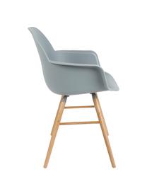 Silla con reposabrazos Albert Kuip, Asiento: 100% polipropileno, Patas: madera de fresno, Asiento: gris azulado Patas: madera de fresno, An 59 x Al 82 cm