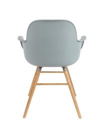 Silla con reposabrazos Albert Kuip, Asiento: 100% polipropileno, Patas: madera de fresno, Asiento: gris azulado Patas: madera de fresno, An 59 x Al 82 cm