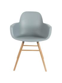 Silla con reposabrazos Albert Kuip, Asiento: 100% polipropileno, Patas: madera de fresno, Asiento: gris azulado Patas: madera de fresno, An 59 x Al 82 cm