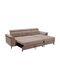 Divano letto angolare in tessuto beige con contenitore Missouri, Rivestimento: 100% poliestere, Beige, Larg. 259 x Prof. 164 cm