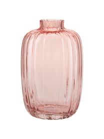 Glazen vaas Groove in roze, Glas, Roze, Ø 13 x H 20 cm