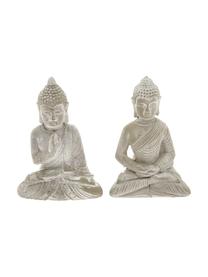 Deko-Objekt-Set Buddha, 2-tlg., Beton, Hellgrau, B 9 x H 14 cm