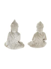 Deko-Objekt-Set Buddha, 2-tlg., Beton, Hellgrau, B 9 x H 14 cm