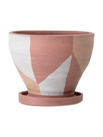 Portavaso piccolo in terracotta Abonoa, Terracotta, Rosa, salmone, bianco latteo, Ø 18 x Alt. 16 cm