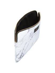 Laptophoes Marble voor MacBook Pro 13 Inch, Laptophoes: wit, gemarmerd. Opdruk: zwart met goudkleurig schrift, 34 x 25 cm