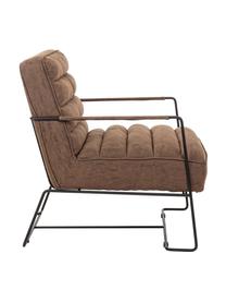 Fotel ze sztucznej skóry Brianna, Tapicerka: sztuczna skóra, Nogi: metal epoksydowany, Brązowy, S 63 x G 74 cm