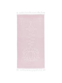 Fouta imprimé floral Lotus, Rose, blanc