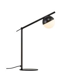 Tafellamp Contina met opaalglas, Lampenkap: opaalglas, Lampvoet: gecoat metaal, Wit, zwart, 15 x 49 cm