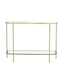 Consolle in metallo Petit, Ripiani: vetro temperato, Struttura: metallo rivestito, Dorato, Larg. 112 x Alt. 82 cm