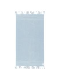 Fouta s froté zadní stranou a třásněmi Freddy, Světle modrá, Š 100 cm, D 180 cm