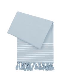 Fouta con flecos Freddy, Reverso: felpa rizada, Azul claro, An 100 x L 180 cm