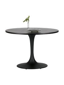 Mesa de comedor Jazz, Tablero: roble, sólido, certificad, Estructura: metal, pintado, Negro, Ø 110 x Al 77 cm